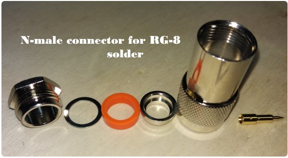 N-male connectors for RG-8 solder
